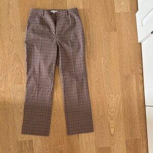 Reformation Women's Brown Checkered Cropped Pants
